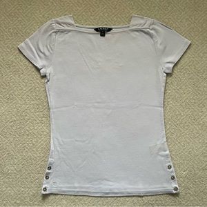 Ralph Lauren Boatneck Cap Sleeve Top in Light Blue